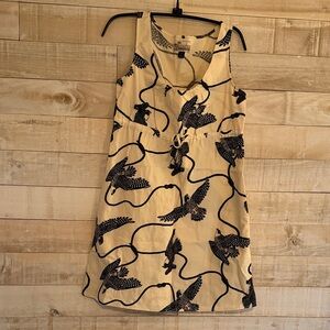 Patagonia Cream Sleeveless Dress with Navy Bird Motif